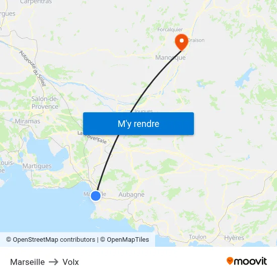 Marseille to Volx map
