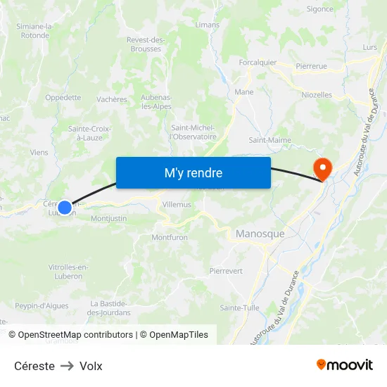 Céreste to Volx map