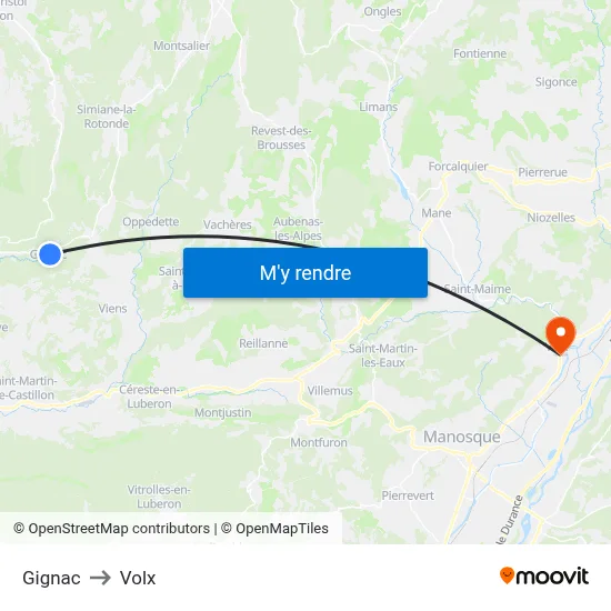 Gignac to Volx map