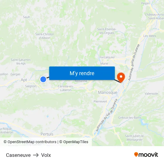 Caseneuve to Volx map