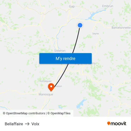 Bellaffaire to Volx map