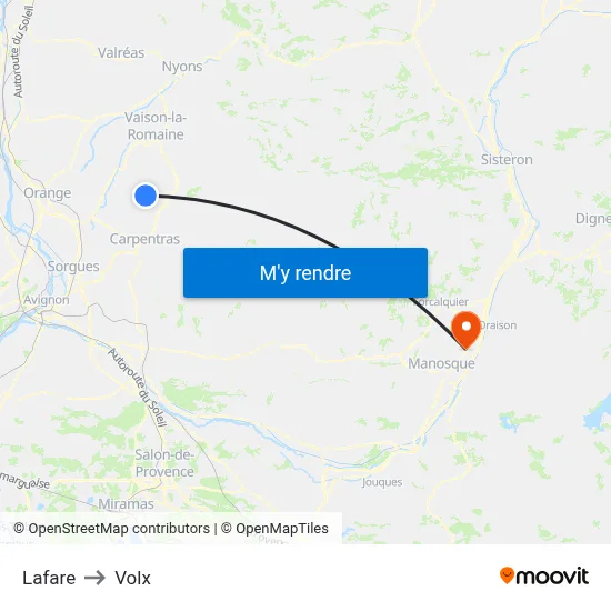 Lafare to Volx map