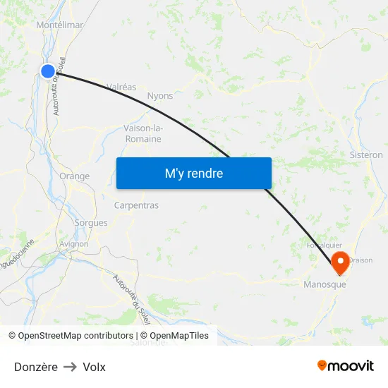 Donzère to Volx map