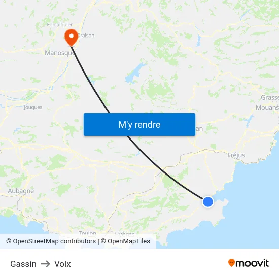 Gassin to Volx map
