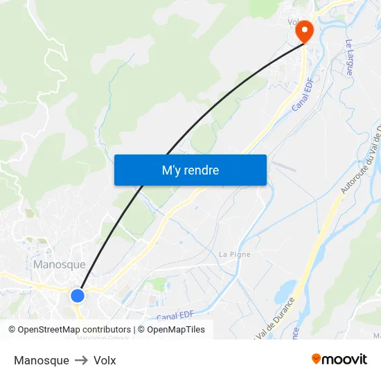 Manosque to Volx map