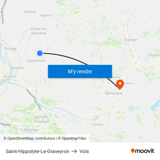 Saint-Hippolyte-Le-Graveyron to Volx map