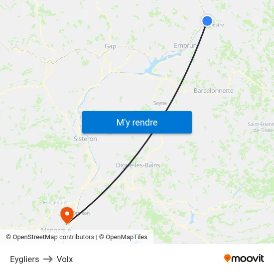 Eygliers to Volx map