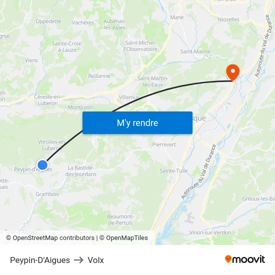 Peypin-D'Aigues to Volx map