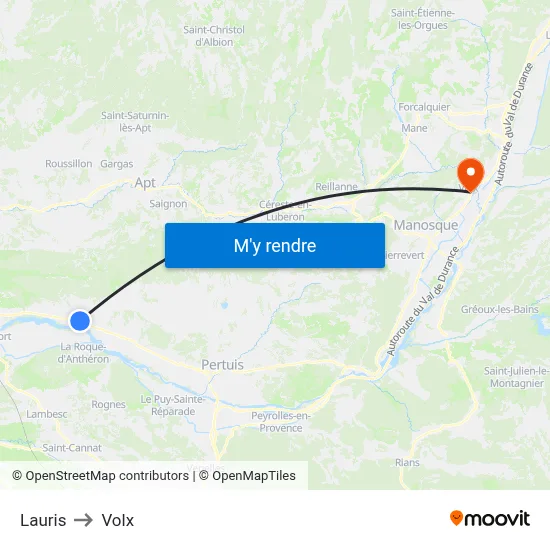 Lauris to Volx map