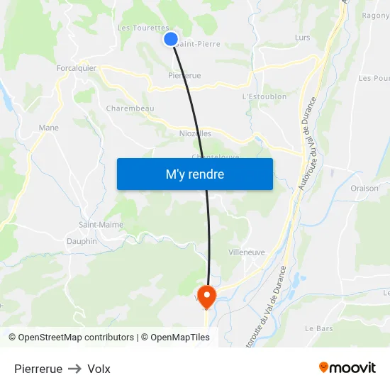 Pierrerue to Volx map