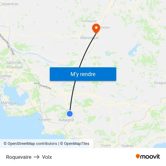 Roquevaire to Volx map