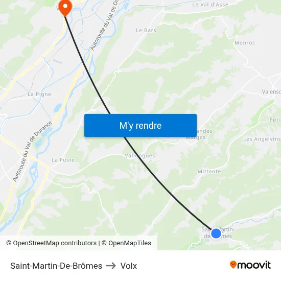 Saint-Martin-De-Brômes to Volx map