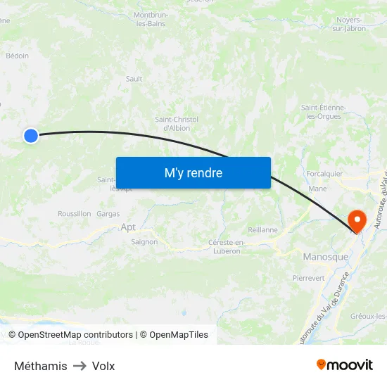 Méthamis to Volx map