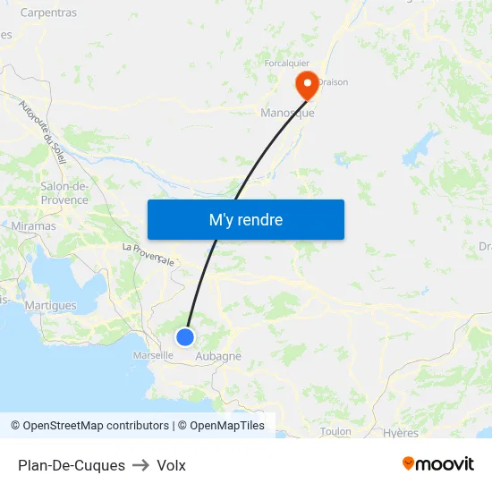 Plan-De-Cuques to Volx map