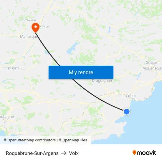 Roquebrune-Sur-Argens to Volx map