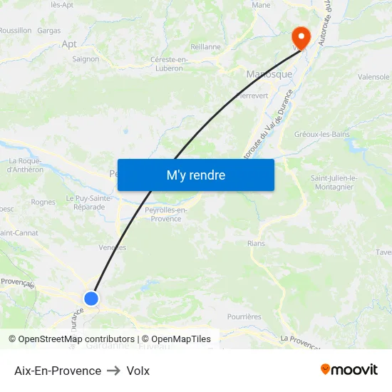 Aix-En-Provence to Volx map