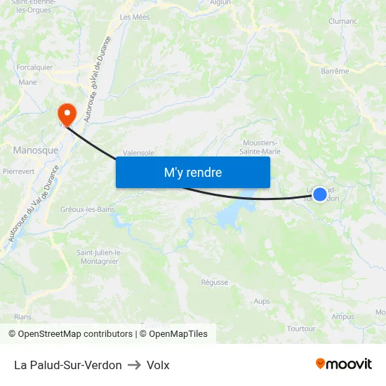 La Palud-Sur-Verdon to Volx map