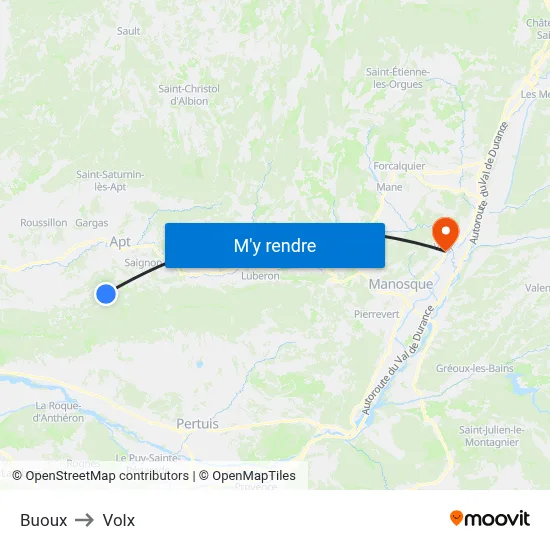 Buoux to Volx map