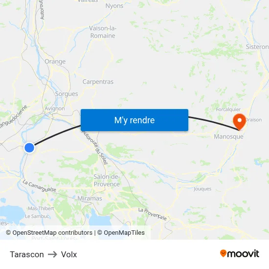 Tarascon to Volx map
