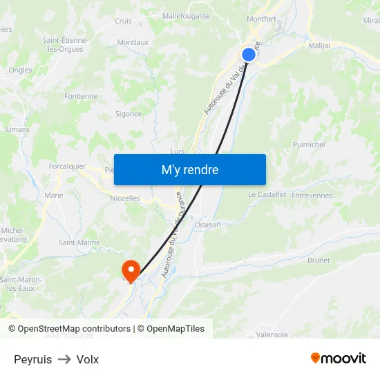 Peyruis to Volx map