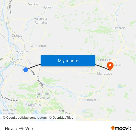 Noves to Volx map