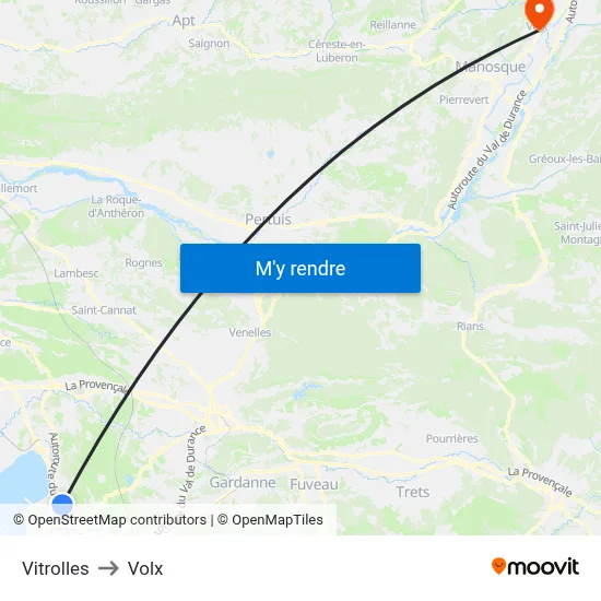Vitrolles to Volx map