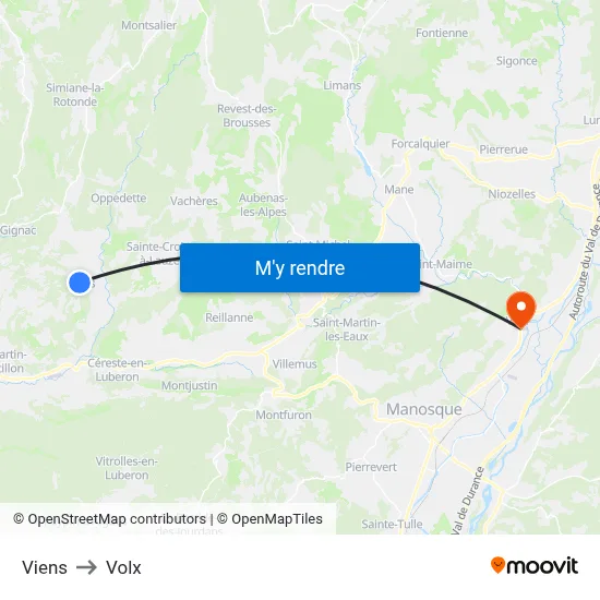 Viens to Volx map