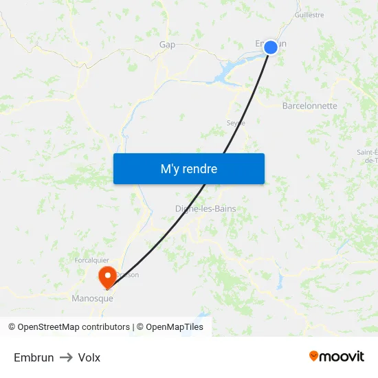 Embrun to Volx map