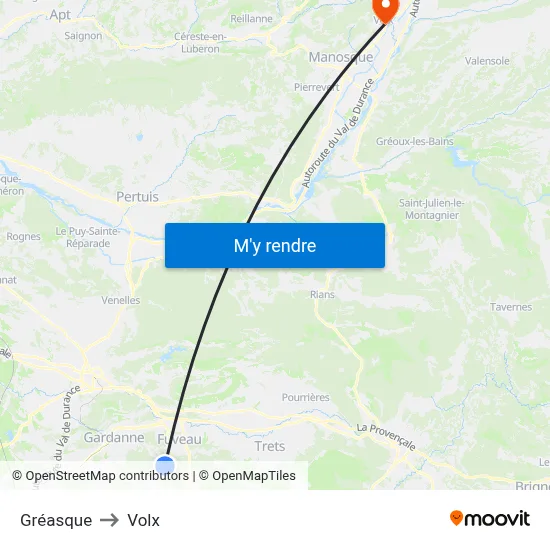 Gréasque to Volx map