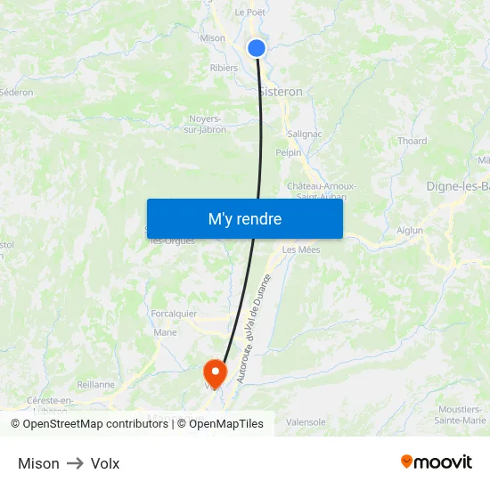 Mison to Volx map