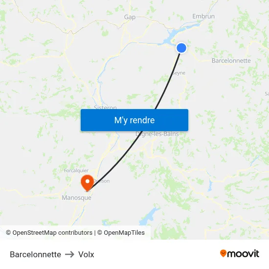 Barcelonnette to Volx map
