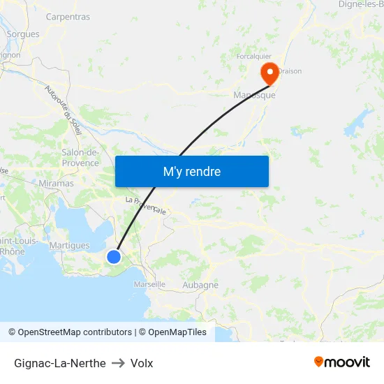 Gignac-La-Nerthe to Volx map