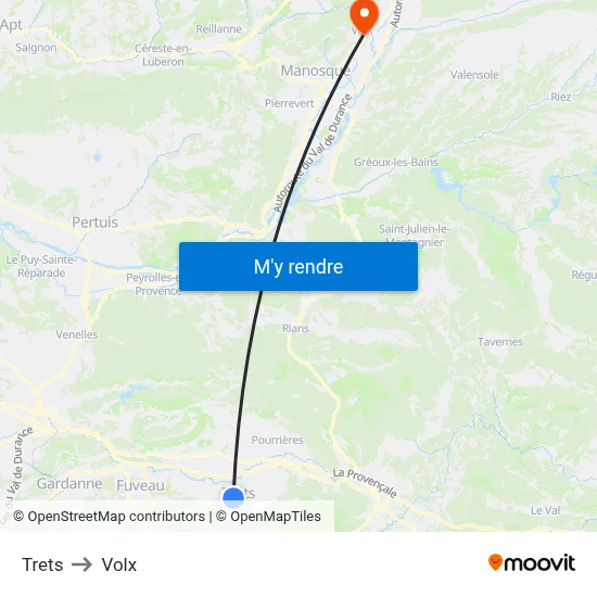 Trets to Volx map