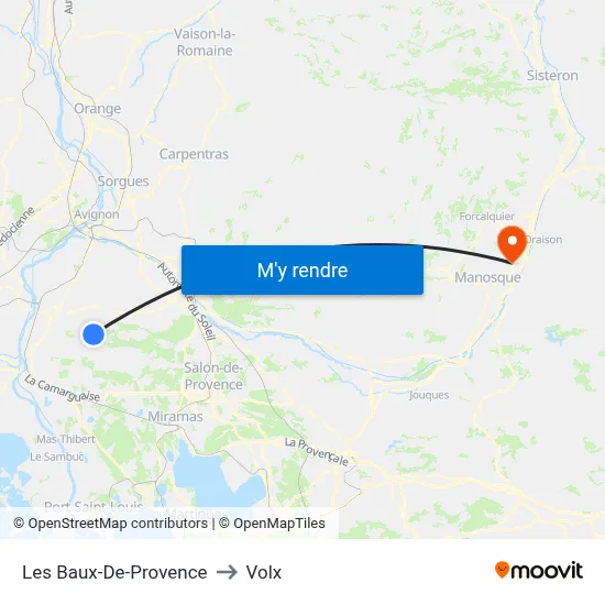 Les Baux-De-Provence to Volx map