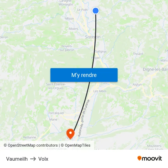 Vaumeilh to Volx map