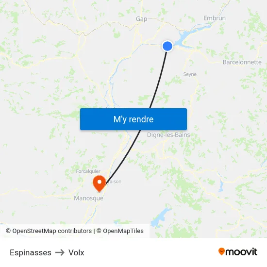 Espinasses to Volx map