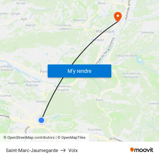 Saint-Marc-Jaumegarde to Volx map