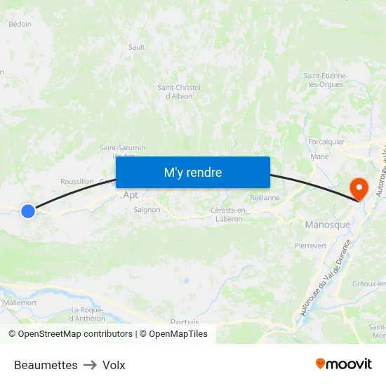 Beaumettes to Volx map