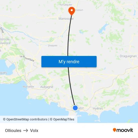 Ollioules to Volx map