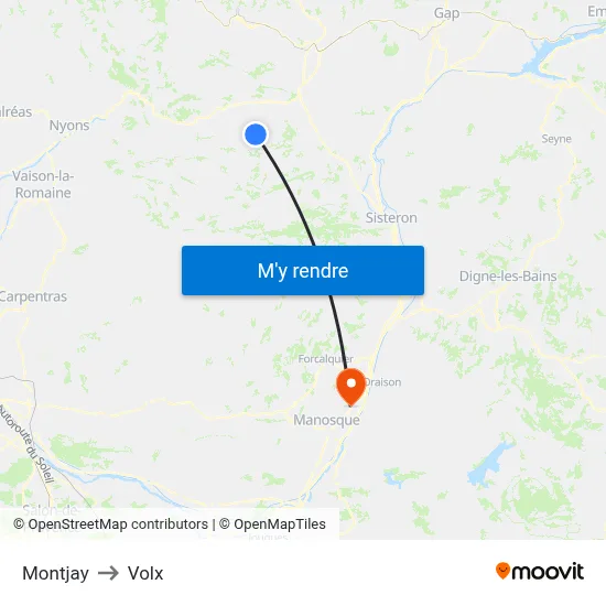 Montjay to Volx map
