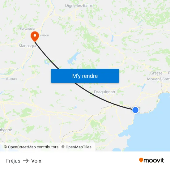 Fréjus to Volx map