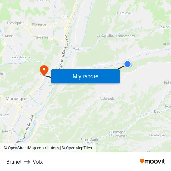 Brunet to Volx map