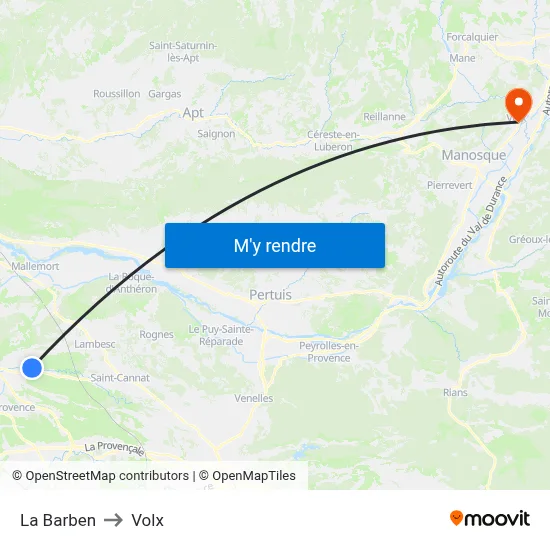 La Barben to Volx map