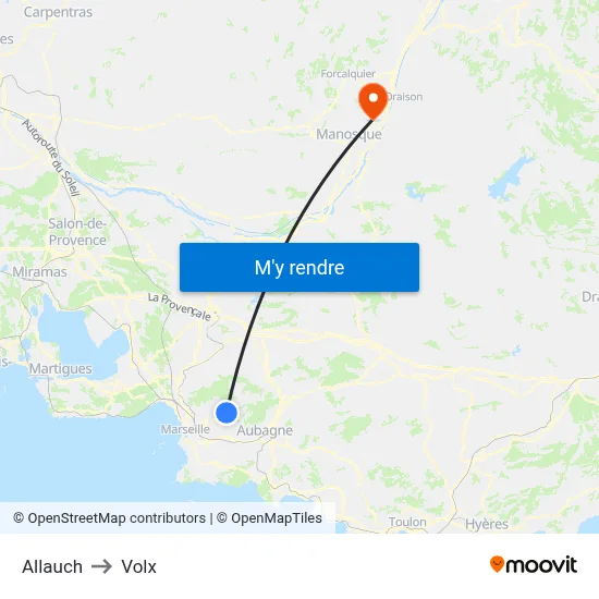 Allauch to Volx map