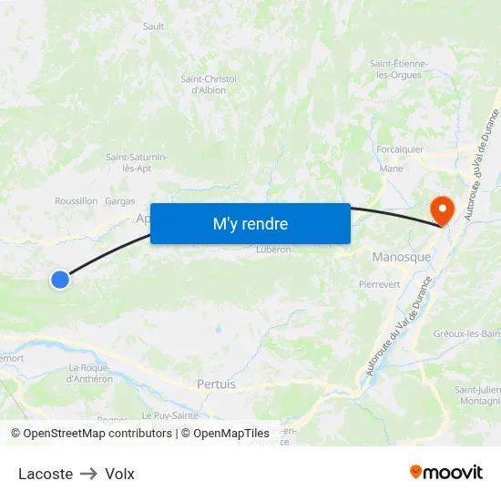 Lacoste to Volx map