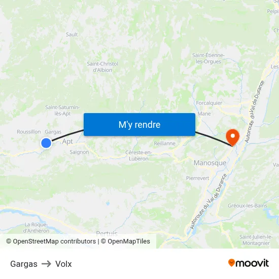 Gargas to Volx map