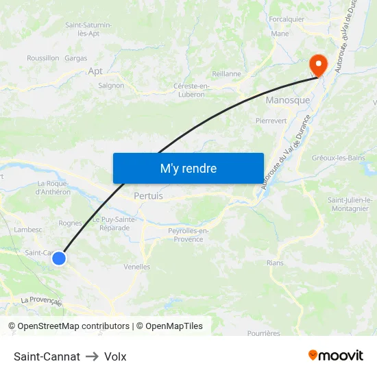 Saint-Cannat to Volx map