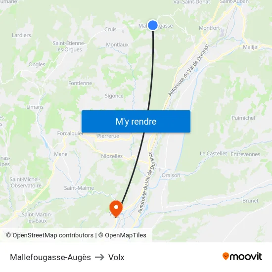 Mallefougasse-Augès to Volx map