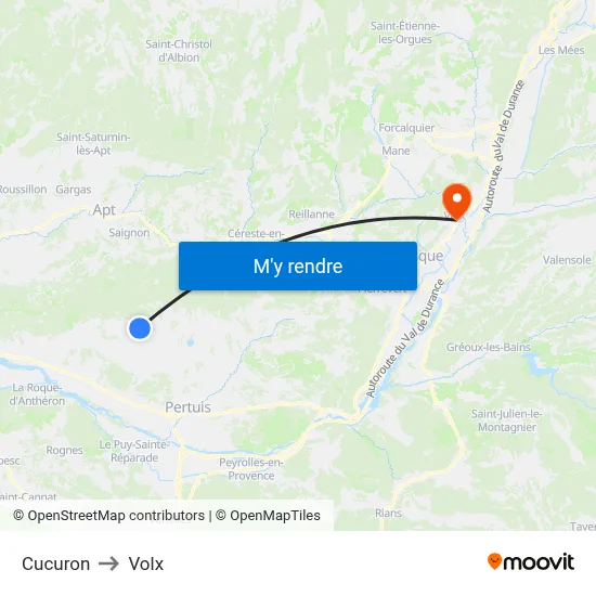 Cucuron to Volx map