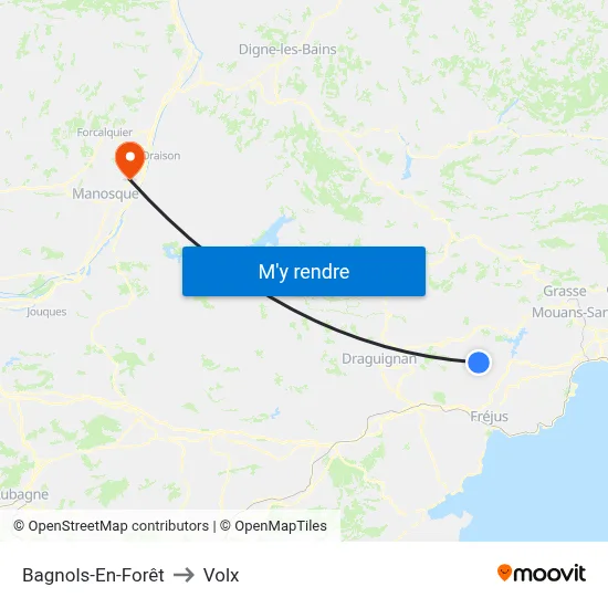 Bagnols-En-Forêt to Volx map